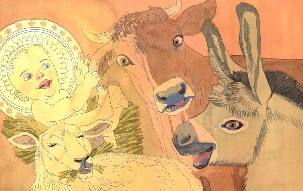 Illustration zu »Away in a manger / Allein in der Krippe« von Markus Lefrancois
