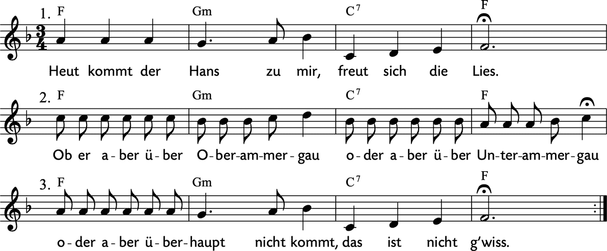 Noten 'Heut kommt der Hans zu mir'