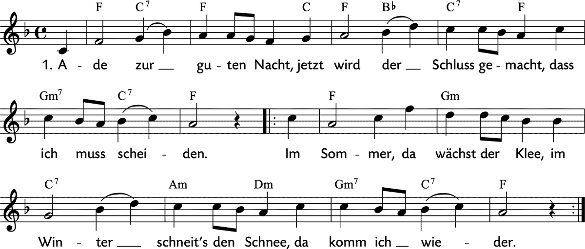 Noten 'Ade zur guten Nacht'